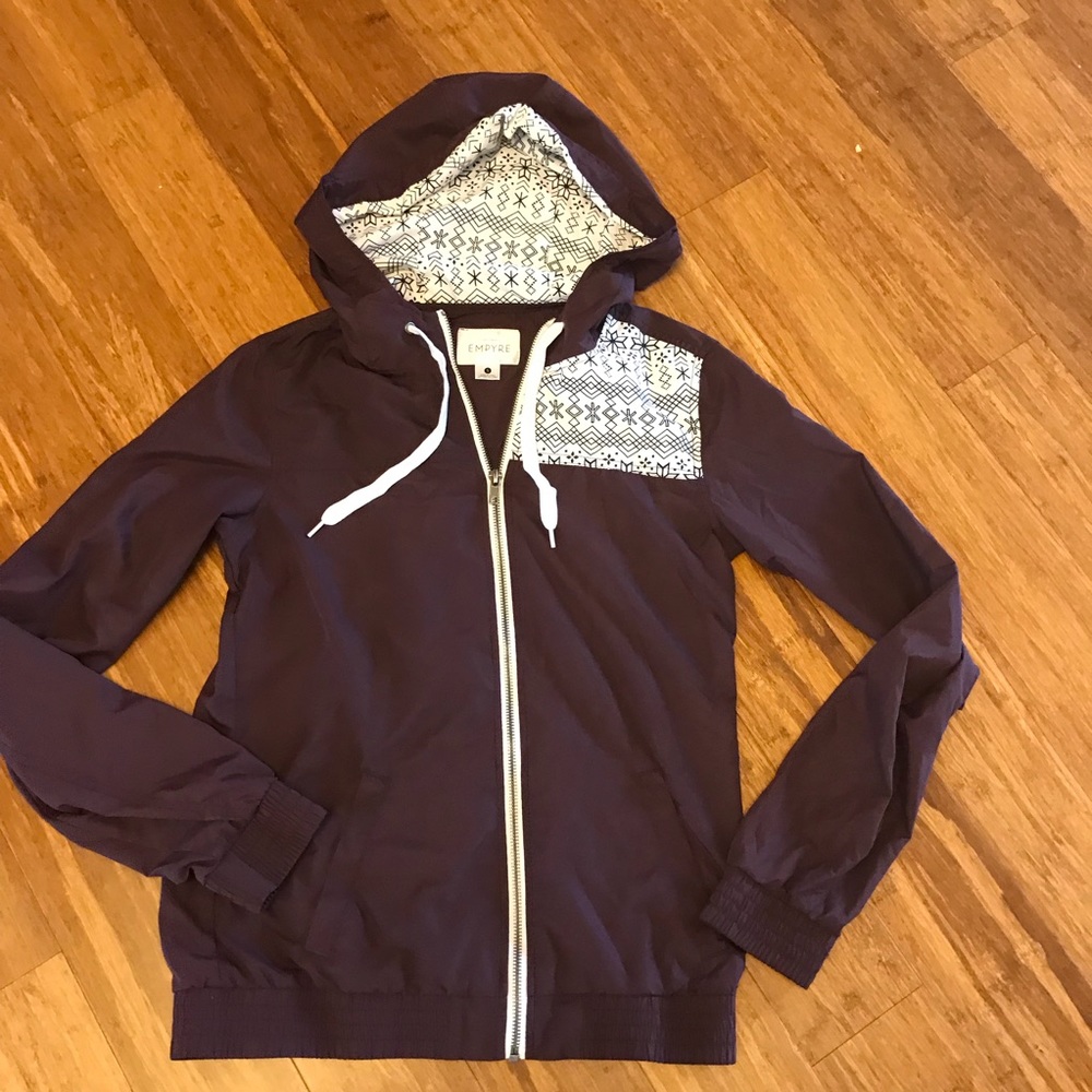 Empyre Roni Burgundy Fair Isle Windbreaker Jacket